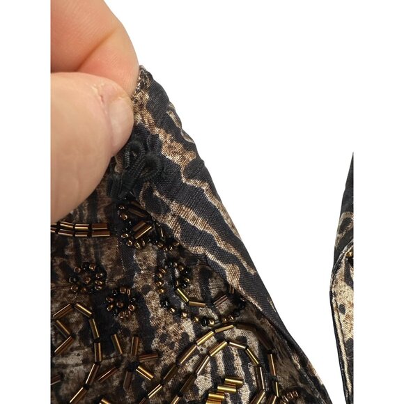 Chicos Beaded Jacket Black & Gold Animal Print Size 2 US L - Picture 6 of 10